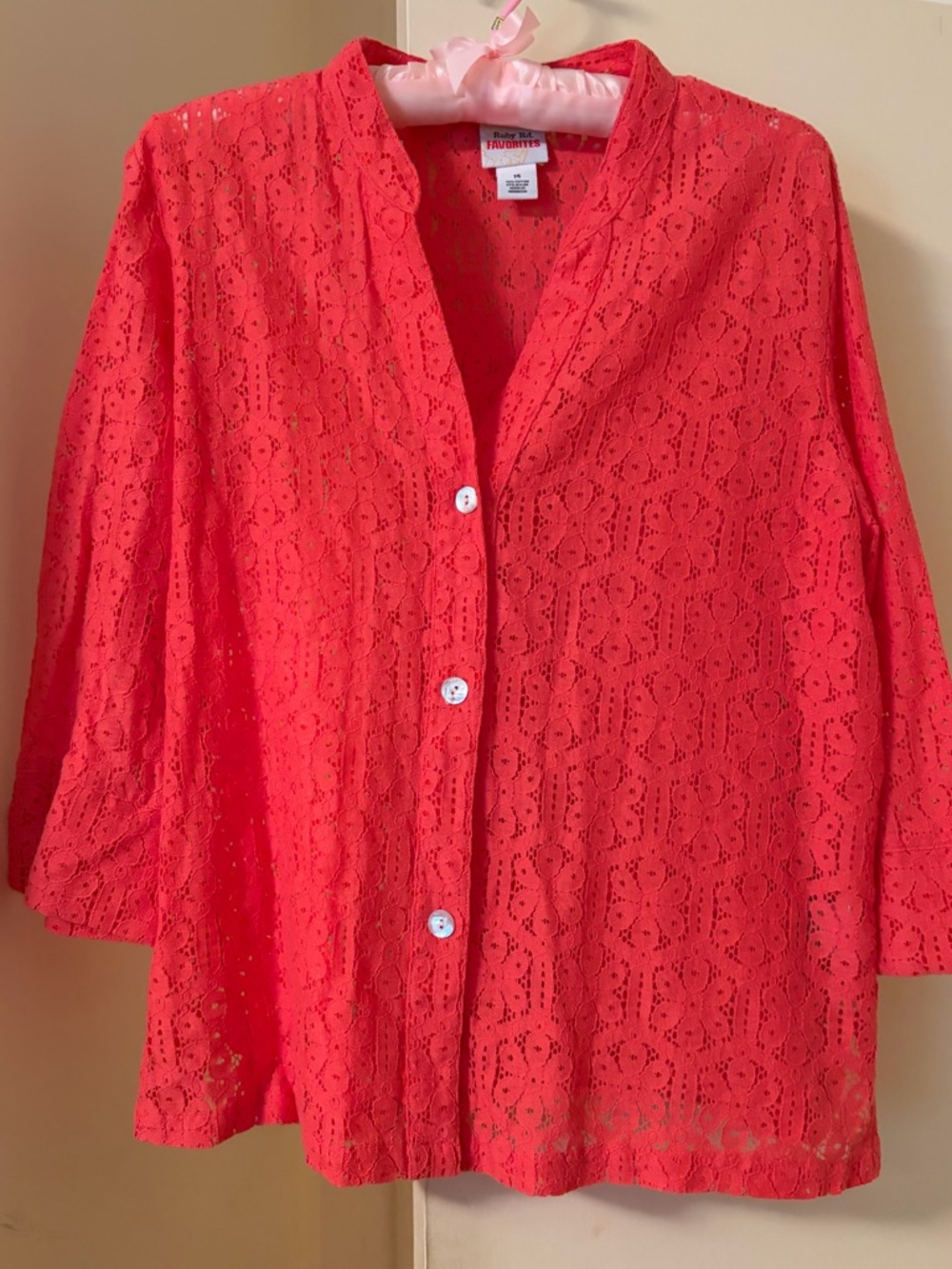 Ruby Rd. Coral Eyelet Lace Blouse